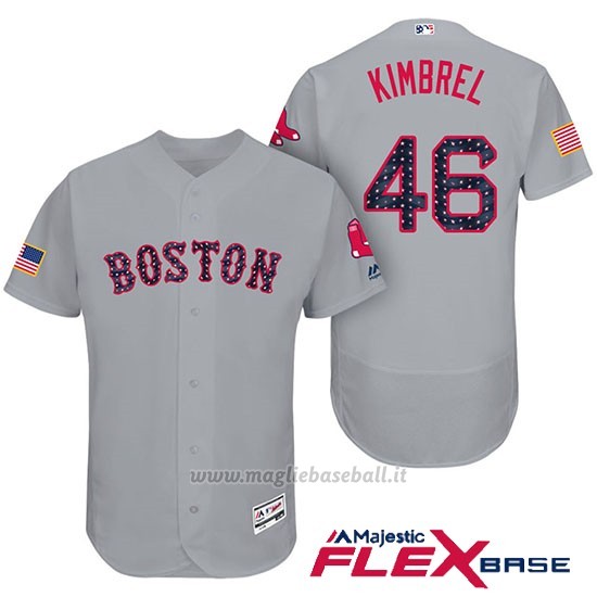 Maglia Baseball Uomo Boston Red Sox 2017 Estrellas y Rayas 46 Craig Kimbrel Grigio Flex Base